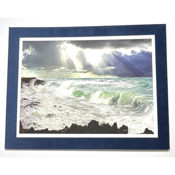 27.5x21.5 Signed Matted Seascape Photography Print THE WAVE by BILL GREGORY 2005 - Picture 1 of 3
